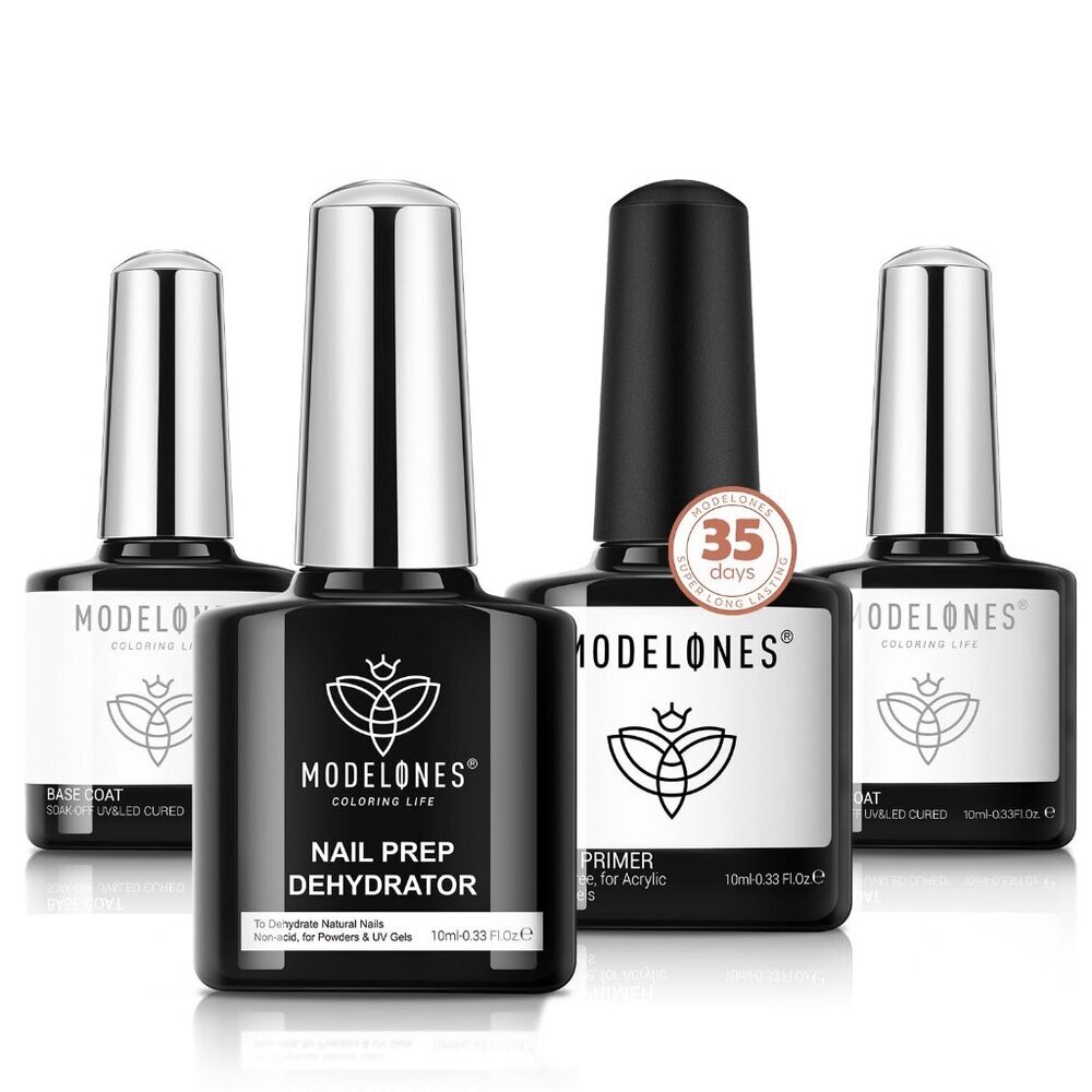Nail Dehydrator and Primer with Gel Base & Top Coat Set, Acid Free Acrylic Suppl
